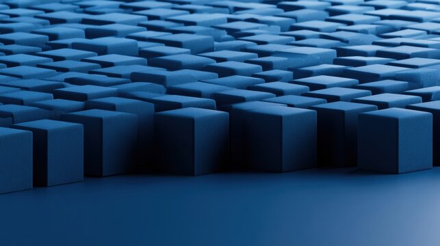 A surface covered with soft blue cubes is shown in modern design. The arrangement forms a clean pattern that offers space for additional content.