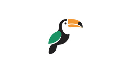 Naklejka premium Minimalist toucan icon with green wing.
