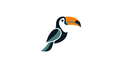 Naklejka premium Minimalist toucan profile with blue-gray wing.