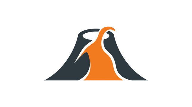 Minimalist volcano icon with orange lava flow.