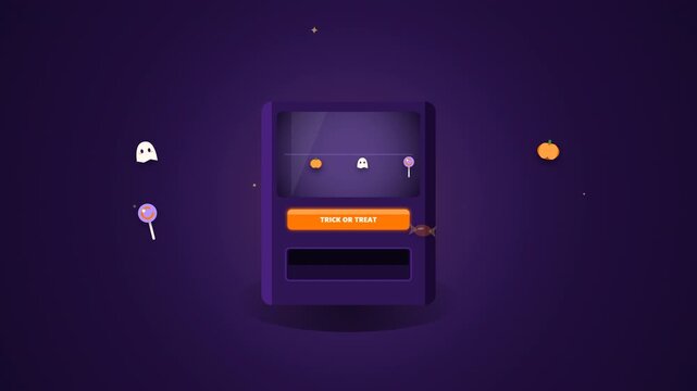 Halloween Candy Dispenser Machine with Glowing Purple Design 4k
