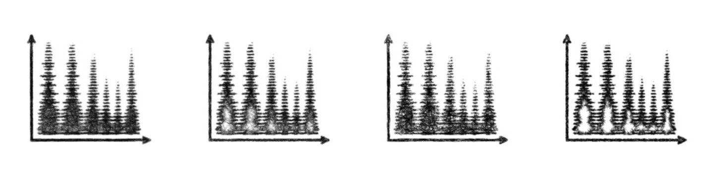 Monochrome sketch spectrogram icon design set