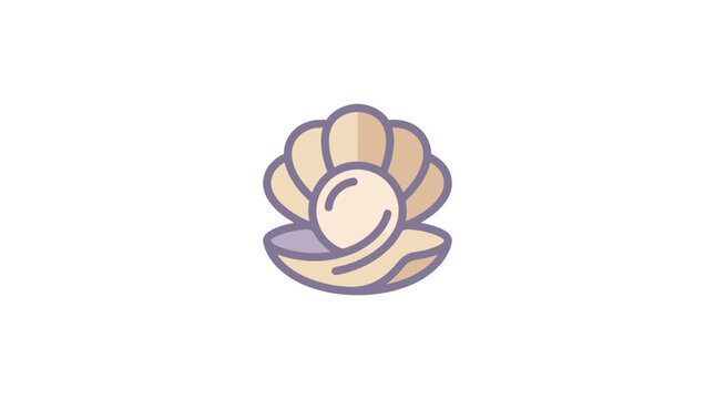 Open clam shell with pearl icon.