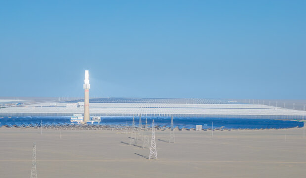 Molten Salt Solar Tower Power Plant In Dunhuang Photovoltaic Park