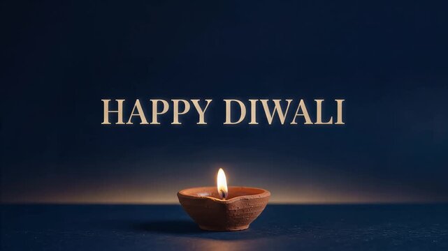 Happy diwali celebration featuring a glowing oil lamp