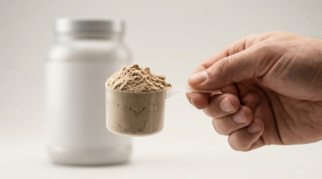 athlete makes a protein cocktail
