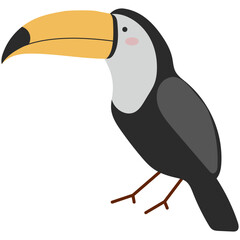 Naklejka premium Wildlife Toucan Bird Illustration with Flat Cartoon Design.