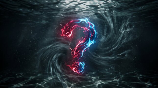 Swirling Red and Blue Question Mark Illustration