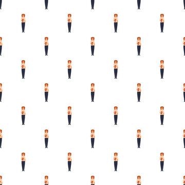 Girl student standing and holding a book, creating a repeating pattern
