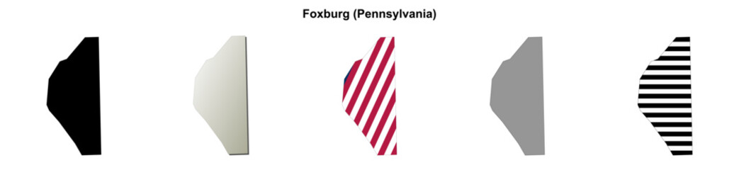 Obraz premium Foxburg (Pennsylvania) blank outline map set