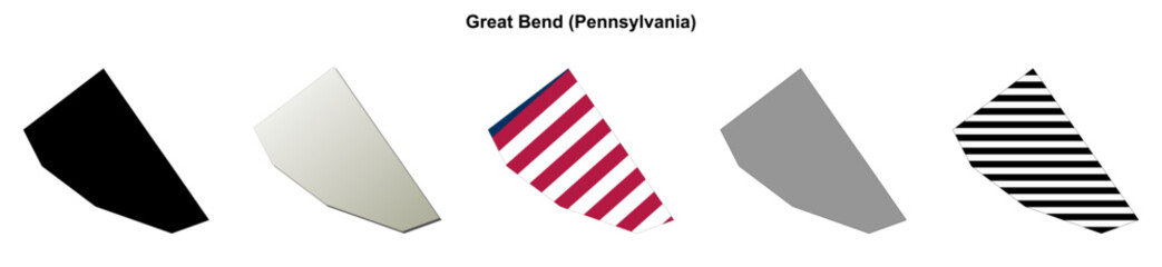 Fototapeta premium Great Bend (Pennsylvania) blank outline map set
