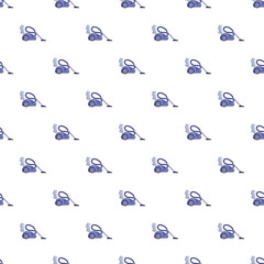 Fototapeta premium Seamless pattern featuring purple vacuum cleaners with smoke, representing cleaning and chores