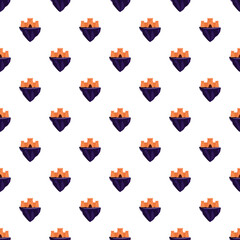 Naklejka premium Repeating cartoon castles standing on floating islands with a white background