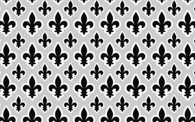 Black and white fleur de lis repeating pattern wallpaper background with wallpaper background repeating seamless illustration creative abstract © Rayhan