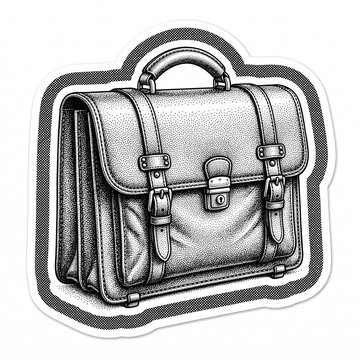 Vintage leather briefcase illustration with classic buckles and handle design
