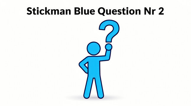 Blue stickman figure holding a large question mark symbol