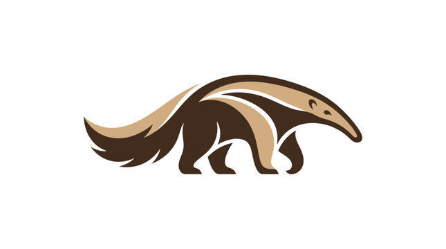 Stylized brown and tan anteater profile logo.