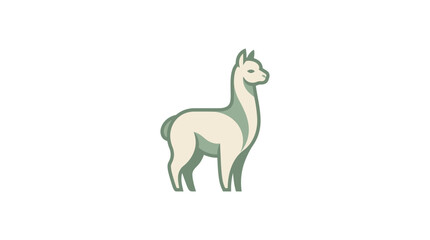 Naklejka premium Stylized cream and green llama illustration.