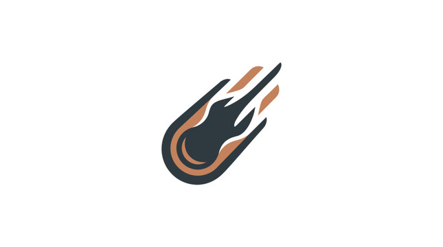 Stylized comet flying icon with tail.