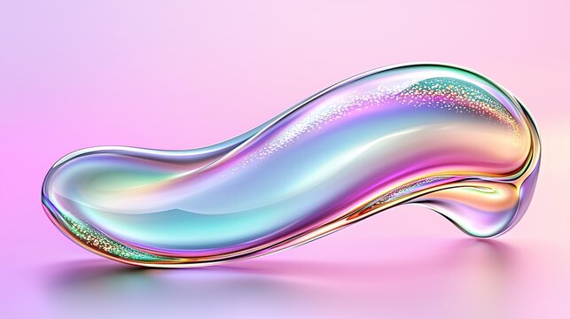 Shimmering Iridescent Abstract Shape on Soft Pastel Background