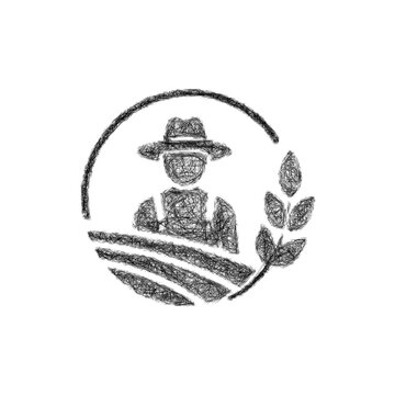 Sketch monochrome farmer logo design