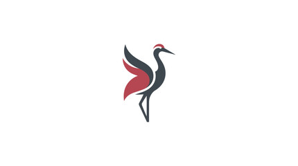 Naklejka premium Stylized red and black standing crane.
