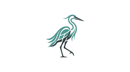 Naklejka premium Stylized teal heron logo icon on white background