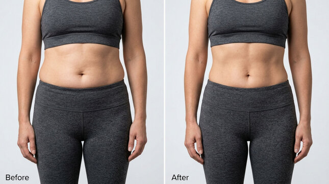 Woman's Body Transformation: Before and After Weight Loss Fitness Progress