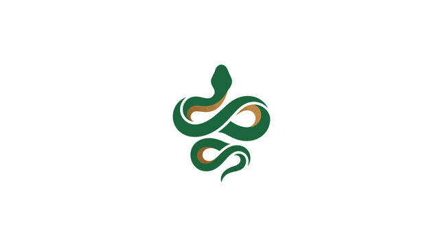 Vertical caduceus style snake graphic.