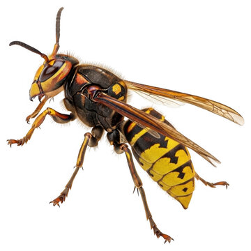 3D Realistic Hornet Wasp, Flying Yellow Jacket, Wild Wildlife Element, Nature Insect Creature, Garden Fauna Object, Entomology Icon