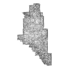 Fototapeta premium Black and white sketch Monroe County (Arkansas) outline map design