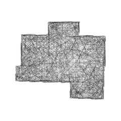 Fototapeta premium Sketch monochrome Van Buren County (Arkansas) outline map design
