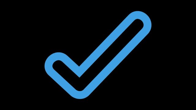 Three colorful checkmark icons appearing on a black background for user interface design with transitioning glowing different digital interface applications different shades blue confirmation tick