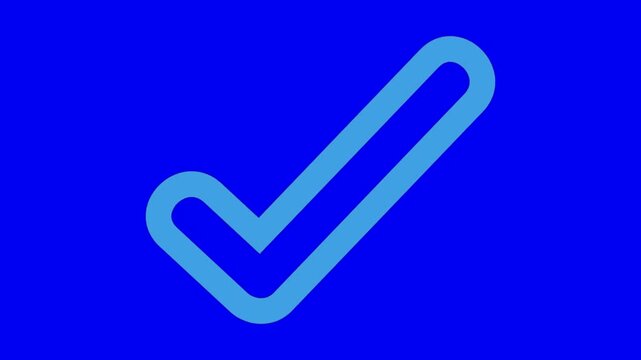 Three check mark icons with gradient color transitions displayed horizontally against a vibrant blue background with video three outlined mark symbols aligned smooth color shifts blue purple solid