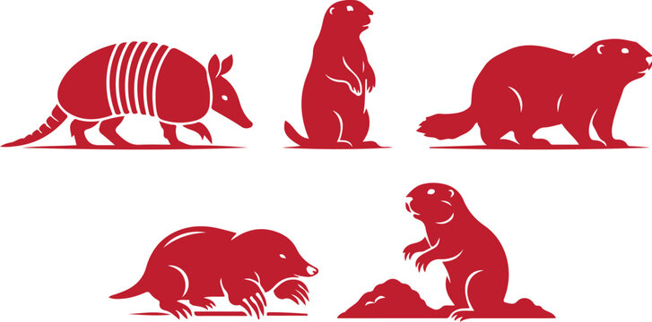 Armadillo & Desert Burrower Silhouette Set