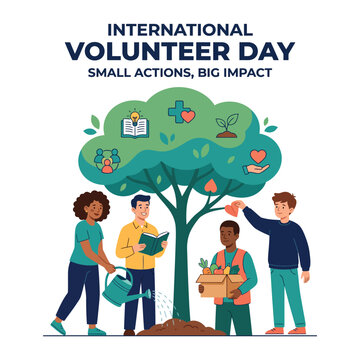 International Volunteer Day Concept with Diverse People Community Work