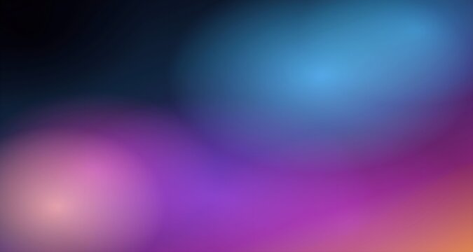 Dark vibrant neon mesh gradient background featuring blurred purple blue orange light Orbs for modern dark mode UI design and cyber wallpaper.