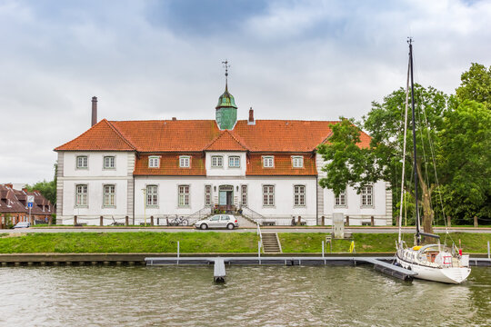 Historic Rantzau palace at the canal in Gluckstadt, Germany