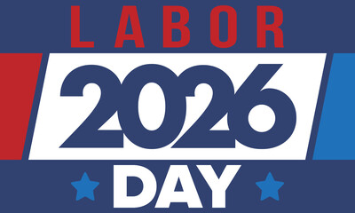 Naklejka premium Happy Labor Day. Public federal holiday, celebrate annual in United States. American labor movement. Patriotic american elements. Poster, card, banner and background. Vector illustration