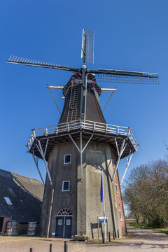 Historic windmill in Eenrum village in Groningen, Netherlands