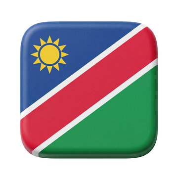 3d render of the national flag of namibia as a rounded square icon isolated on transparent background