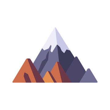 Mountain peak icon with rugged alpine silhouette, flat illustration