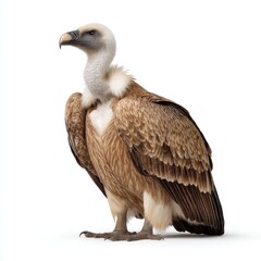 Obraz premium Full Body Portrait Of A Majestic Griffon Vulture Against A Clean Isolated White Background