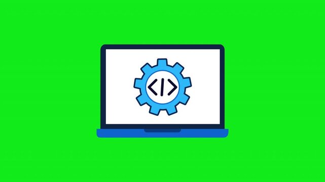 Programming and Coding Development Animation Green Screen. 4K Resolution