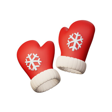3d rendering icon Mittens gloves