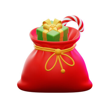 3d rendering icon Santa sack