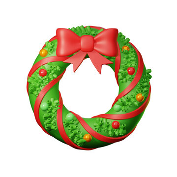 3d rendering icon Wreath decoration
