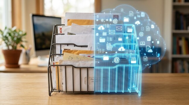 Analog Mail Organizer Transitioning to Digital Cloud Storage and Workflow
