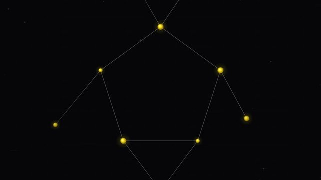 Golden Libra Zodiac Constellation Animated Glowing Stars on Black Background