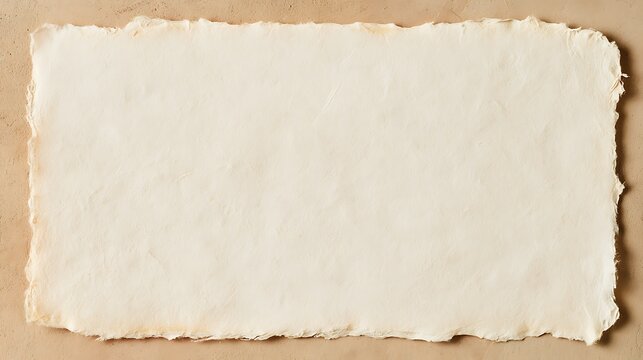 Aged Minimal elegant aged parchment paper background, warm ivory cream base with subtle organic variation in tone, faint natural fiber texture visible at close inspection, soft deckled edge 
